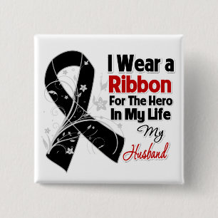 Husband Hero in My Life Skin Cancer 15 Cm Square Badge