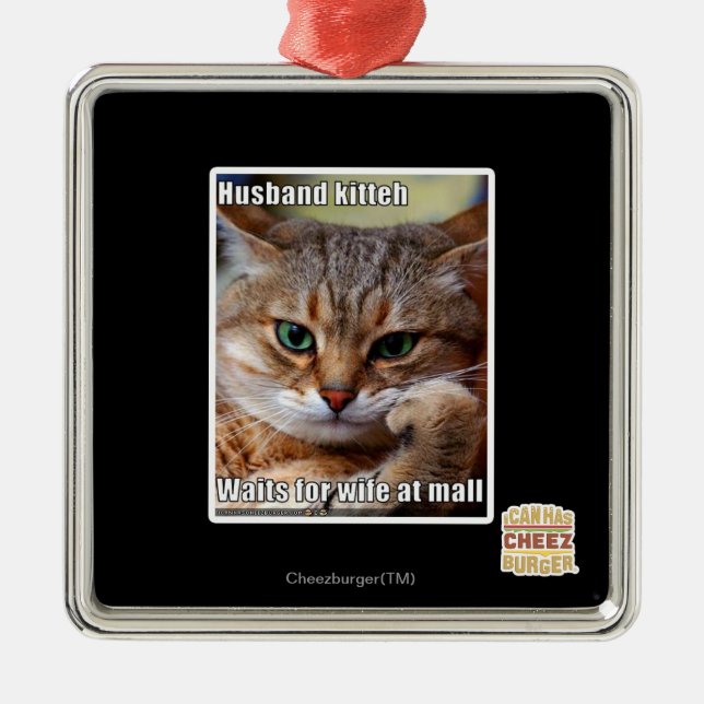 Husband Kitteh Metal Tree Decoration (Front)