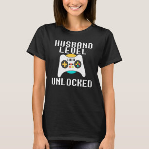 Husband Level Unlocked Engagement Gamer Meme T-Shirt