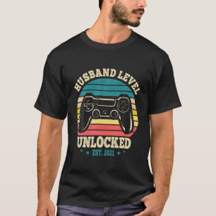 Husband Level Unlocked Est. 2021 Funny Husband Gif T-Shirt
