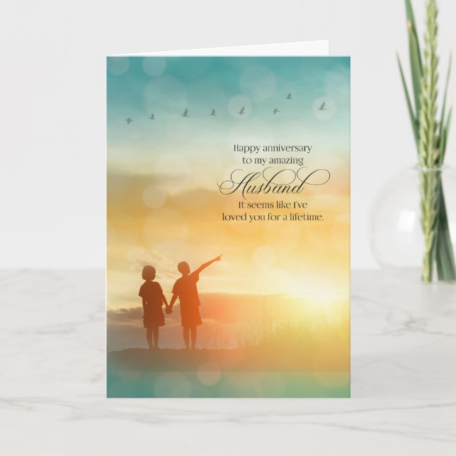 Husband Lifetime Love Wedding Anniversary Card (Front)