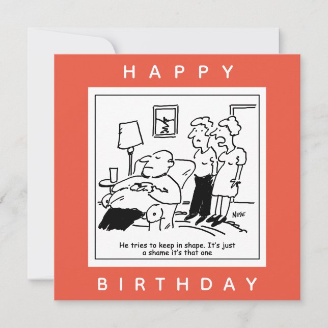 Husband likes to Keep in Shape Cartoon Card (Front)