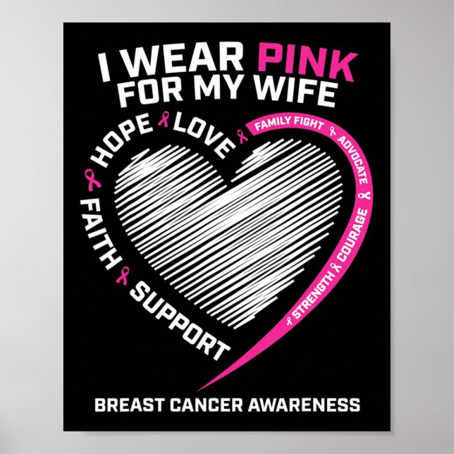 Husband Men I Wear Pink For My Wife Breast Cancer  Poster (Front)