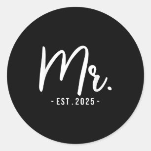 Husband Mr Est 2025 Married Wedding Bridal Party B Classic Round Sticker