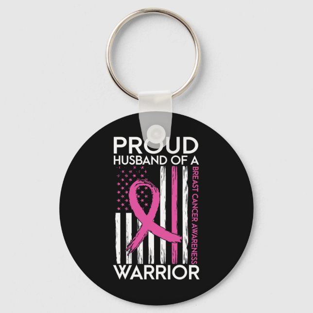 Husband Of A Warrior Breast Cancer Support Squad  Key Ring (Front)