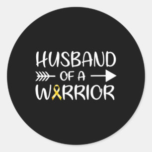 Husband of a Warrior Childhood Cancer Awareness Ri Classic Round Sticker