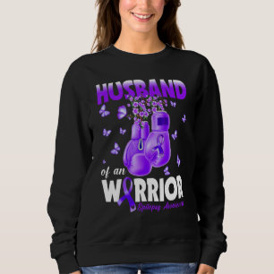 Husband Of A Warrior Epilepsy Awareness Boxing Glo Sweatshirt