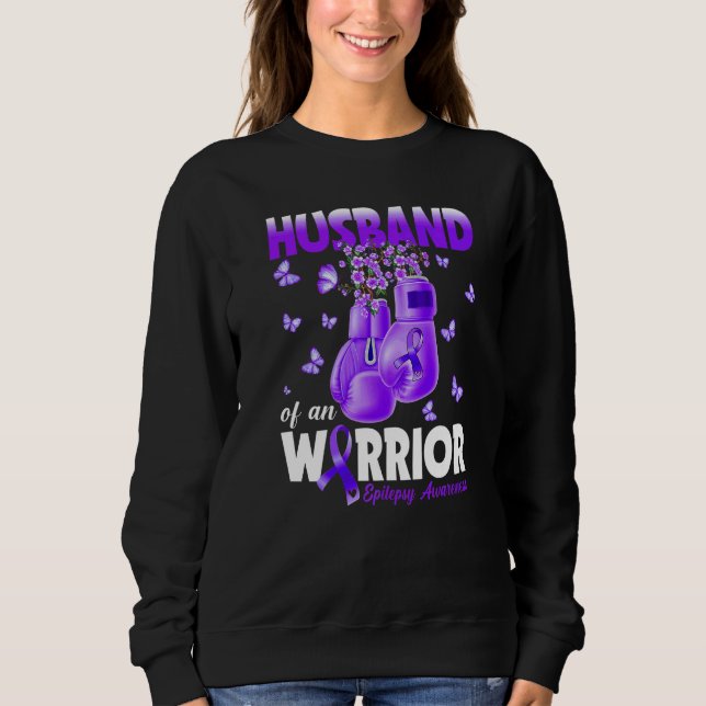 Husband Of A Warrior Epilepsy Awareness Boxing Glo Sweatshirt (Front)