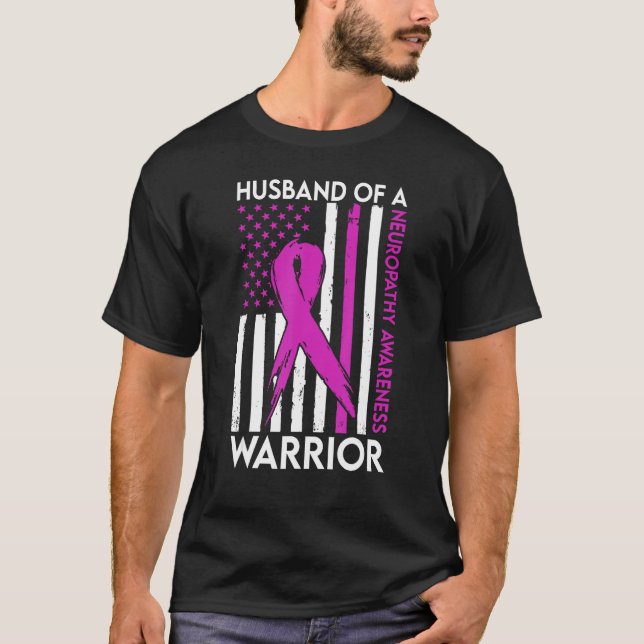 Husband Of A Warrior Neuropathy Awareness Support  T-Shirt (Front)