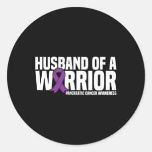 Husband Of A Warrior Pancreatic Cancer Awareness Classic Round Sticker