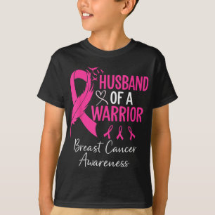Husband Of A Warrior Pink Ribbon Breast Cancer Awa T-Shirt