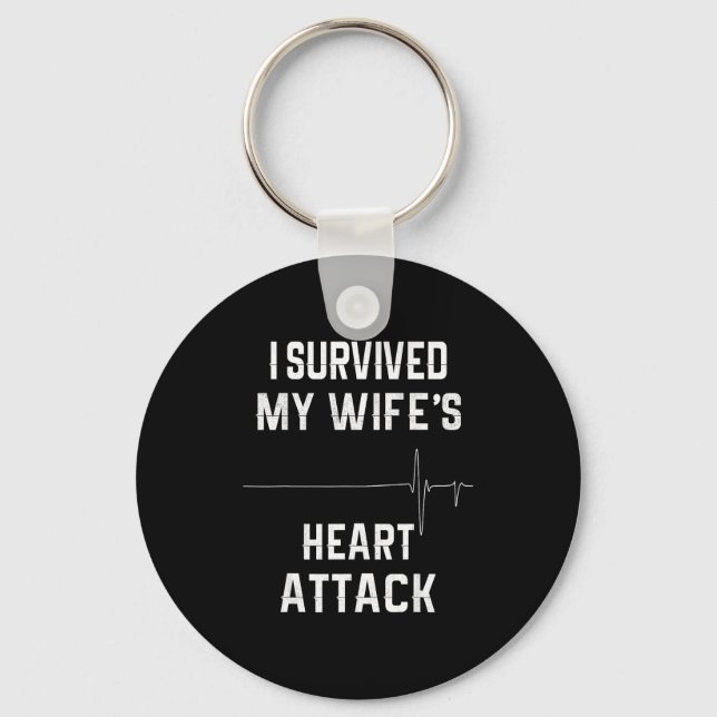 Husband Of Heart Attack Survivor - I Survived My W Key Ring (Front)
