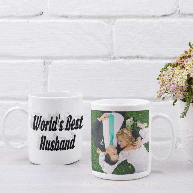 Husband Photo with black text Coffee Mug (Creator Uploaded)