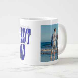 Husband Photo with blue text  Large Coffee Mug