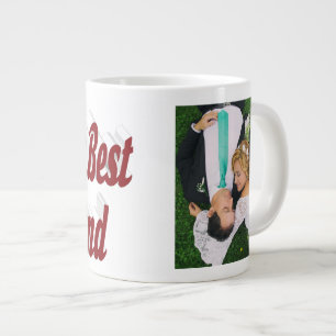 Husband Photo with burgundy text Giant Coffee Mug