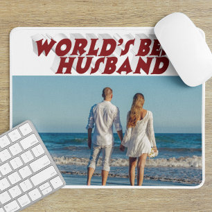 Husband Photo with burgundy text  Mouse Pad
