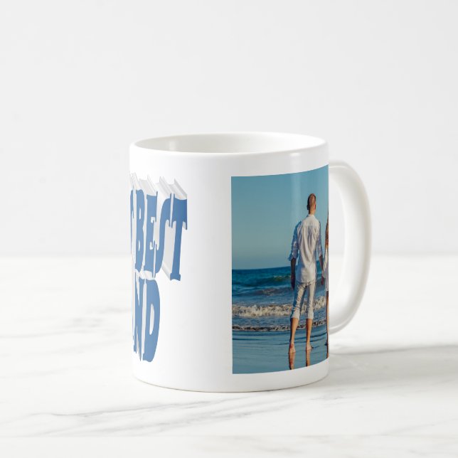 Husband Photo with sea blue text  Coffee Mug (Front Right)