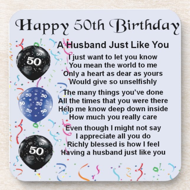 Husband Poem - 50th Birthday Coaster (Front)