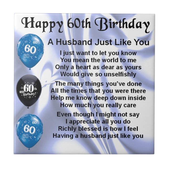 Husband Poem - 60th Birthday Tile (Front)