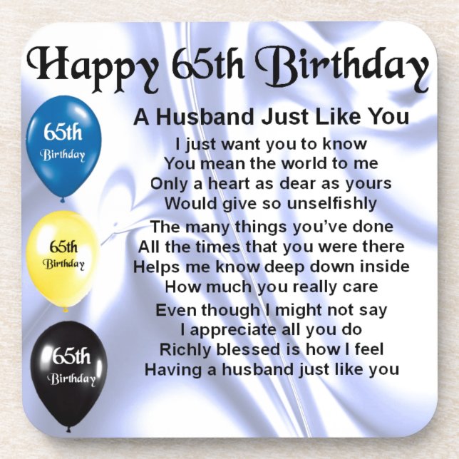 Husband Poem - 65th Birthday Coaster (Front)
