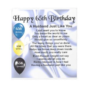 Husband Poem - 65th Birthday Notepad