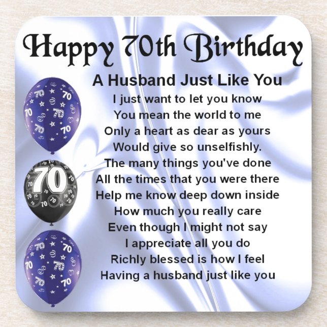 Husband Poem - 70th Birthday Coaster (Front)