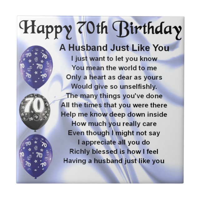 Husband Poem - 70th Birthday Tile (Front)