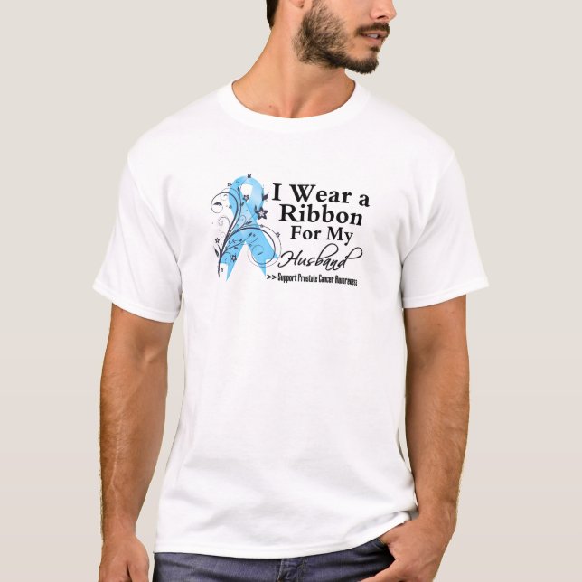 Husband Prostate Cancer Ribbon T-Shirt (Front)