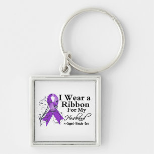 Husband Purple Ribbon - Pancreatic Cancer Key Ring