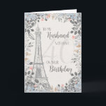 Husband Romantic 40th Birthday Eiffel Tower Card<br><div class="desc">Romantic card for husband's 40th birthday has a blue and grey floral border,  a sketch of the Eiffel Tower and a subtle 40 in the background. Designed by Simply Put by Robin; elements from The Hungry Jpeg.</div>