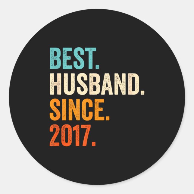Husband Since 2017 8th Wedding Classic Round Sticker (Front)