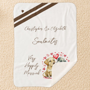 Husband soulmates cute dogs anniversary gift sherpa blanket