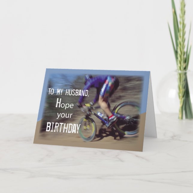 Husband Sports Mountain Bike Birthday Card (Front)