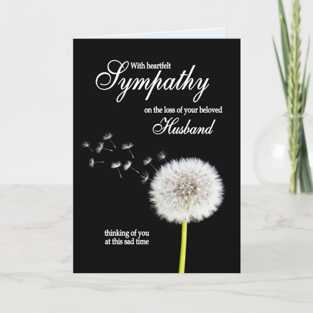 Husband Sympathy Dandelion Clock  Card (Front)