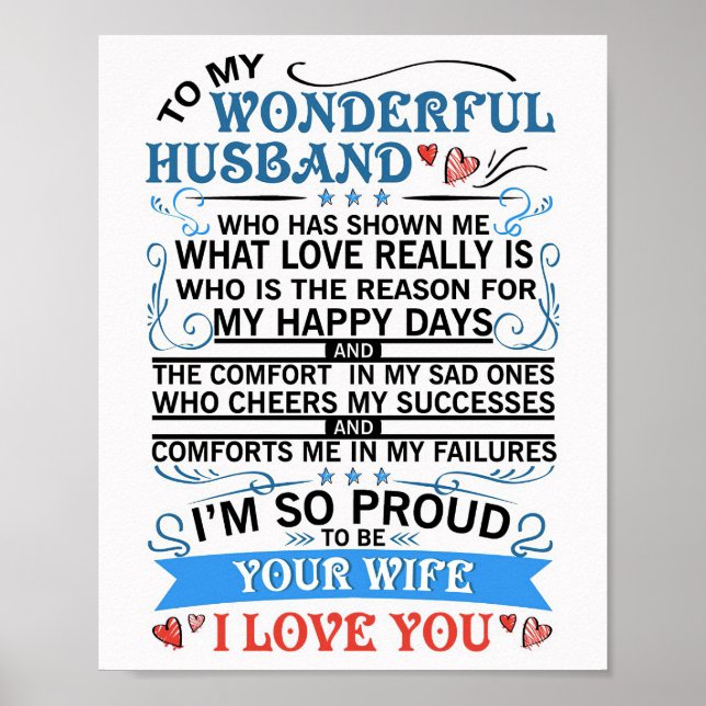 Husband To My Wonderful Husband Poster (Front)