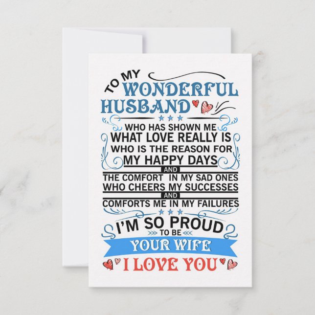 Husband To My Wonderful Husband RSVP Card (Front)