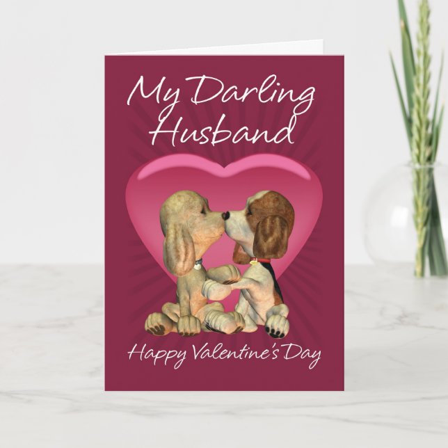 Husband Valentine's Day Card With Two Kissing Pupp (Front)