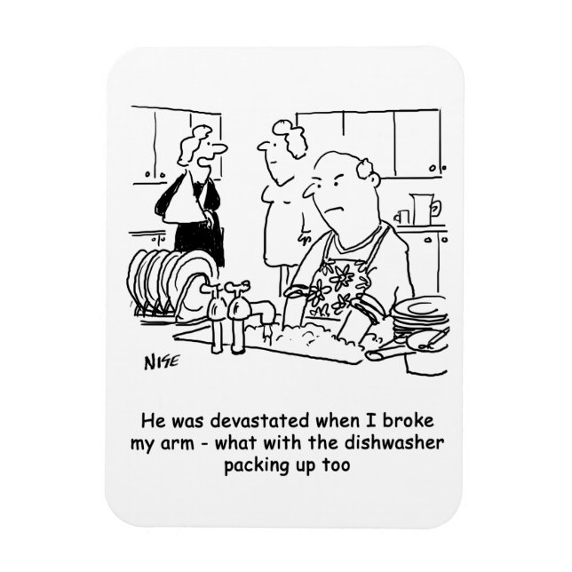Husband washing the dishes magnet (Vertical)