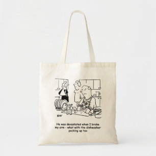Husband washing the dishes tote bag