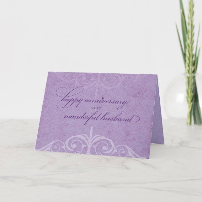 Husband Wedding Anniversary Celebration Lavender Card (Front)