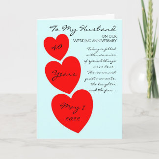 Husband Wedding Anniversary Red Hearts Card
