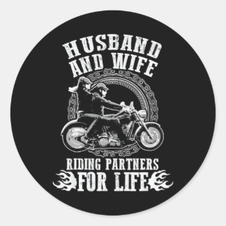 Husband Wife Biker Off-road Biking Rider Classic Round Sticker