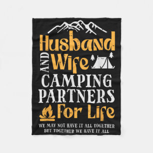 Husband Wife Camping Partners Couple Match Camper  Fleece Blanket
