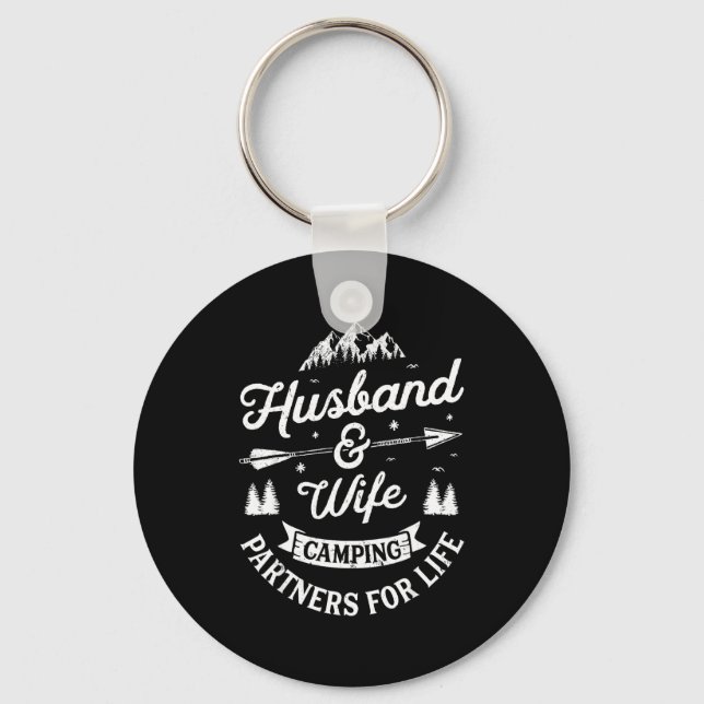 Husband Wife Camping Partners For Key Ring (Front)