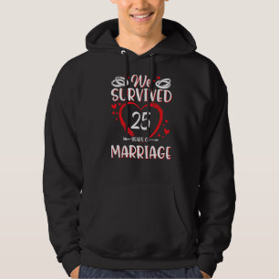 Husband Wife Wedding Memory We Survived 25 Years O Hoodie