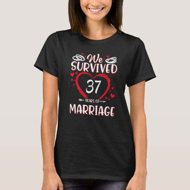 Husband Wife Wedding Memory We Survived 37 Years O T-Shirt (Front)