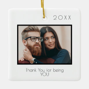 Husband wife white thank you love photo ceramic ornament