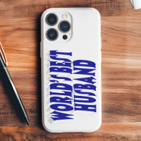 Husband with blue text