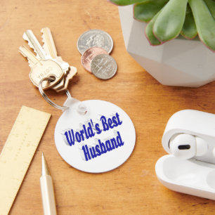 Husband with blue text key ring