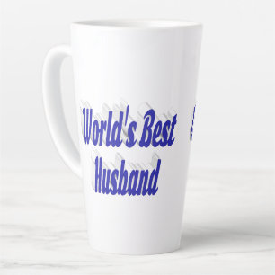 Husband with blue text latte mug